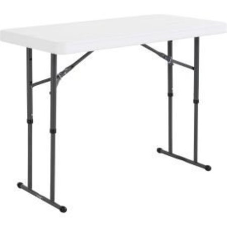 GLOBAL EQUIPMENT Lifetime® Adjustable Height Plastic Folding Table, 24" x 48", White 80160